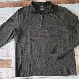 Van Heusen Heathered Dark Gray Quarter-Zip Pullover